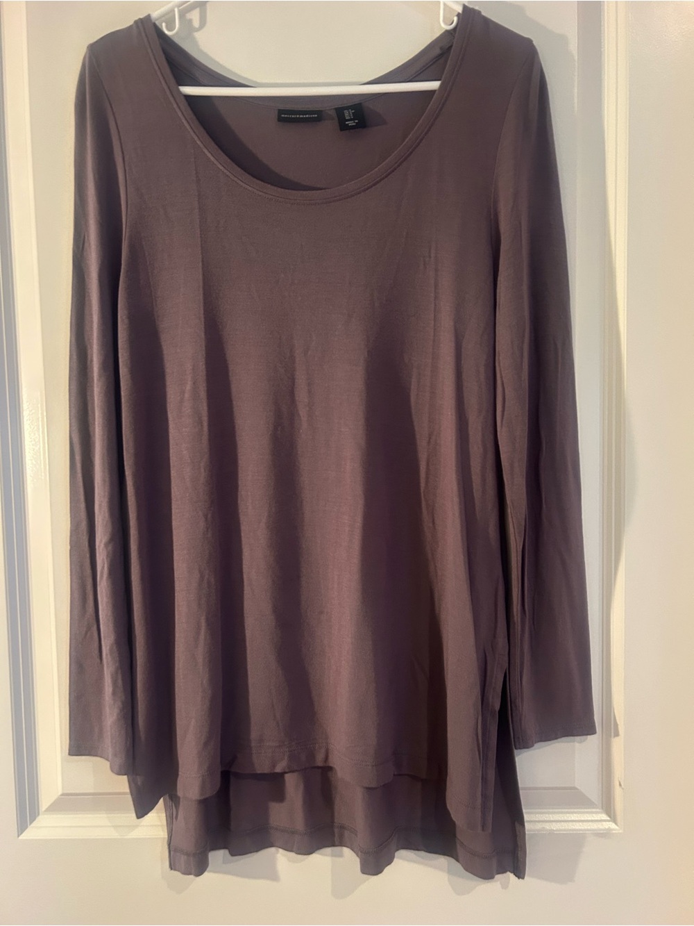mercer & madison Mauve Long Sleeve Layered Hem Tunic